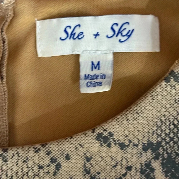 She & Sky Snake Skin Print Round Neck Sleeveless Midi Dress - Picture 5 of 6